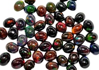 Opale noire éthiopienne ovale 8x6 mm, cabochon, pierre d'opale noire multi-feu, haute qualité, calibrée, GEMFORTE INC