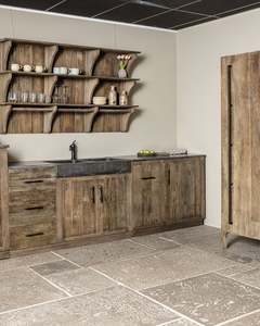 Estante de Cocina Rústico de Madera de Olmo, Estante de Almacenamiento de Madera Montado en la Pared, Organizador de Cocina Estilo Cottage o Granja - Product Image 2