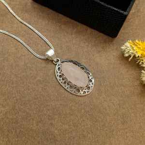 Colgante de cuarzo rosa en plata de ley, collar de piedras preciosas hecho a mano, joyería de cuarzo rosa natural, regalo para mujer - Product Image 4