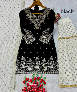 Traje Sharara Tradicional Bordado de 3 Piezas, Conjunto Salwar Kameez Indio para Mujer, Ropa Étnica para Fiestas de Invierno y Verano, Reversible - Product Image 2
