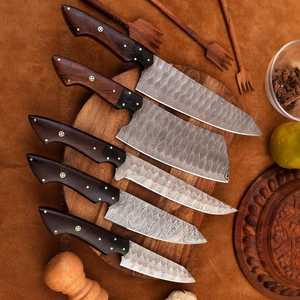 Ensemble de couteaux de chef japonais 5 pièces en acier à haute teneur en carbone, forgés à la main, manche en os, ambidextres, couteaux de cuisine durables - Product Image 5