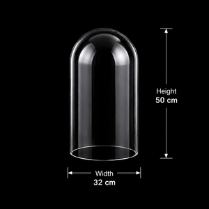 G021-32-28-A  45x65 mm. Cúpula de cristal para exhibición con asa superior de diamante y base escalonada dorada, base de madera - Product Image 3