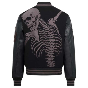 Custom OEM Black <b>Varsity</b> <b>Jacket</b> Leather Sleeve Patchwork <b>Bomber</b> Letterman <b>Jacket</b> <b>Men</b> Streetwear Custom Design Letterman <b>Jacket</b> - Product Image 4