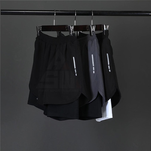OEM Men's 2-in-1 Sports Shorts Double-<b>Layer</b> Gym Workout Pockets Elastic Waist Closure 100% Cotton Canvas Solid Quick Dry - Product Image 6