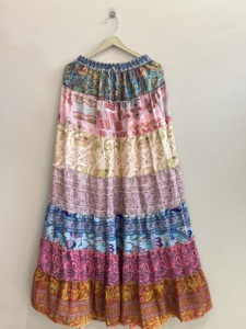 Vintage Saree Silk Traditional Indian Maxi <b>Skirt</b> For Women Flare Ruffle <b>Skirt</b> - Product Image 5