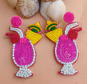 Colorful Beaded Fruit Shape <b>Drop</b> Rhinestone Embroidered Statement Jewelry for Party Women's Bohemia Style BY MULTI CRAFT - Product Image 1