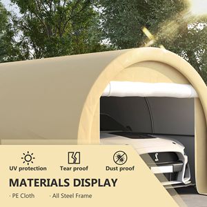 Tenda da parcheggio/porto auto portatile resistente 16FT X 10FT con porta a cerniera grande, copertura in PE anti-UV per auto e camion, in HDPE per deposito/temporanea conservazione - Product Image 4