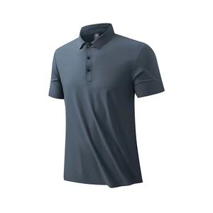Chemises tissées décontractées à manches courtes et fermeture éclair pour hommes, couleur unie, séchage rapide, anti-plis, respirantes, avec logo personnalisé pour équipe - Product Image 5