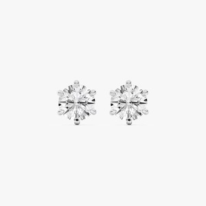 Boucles d'oreilles clous en diamant de laboratoire rond 4 carats (4CTW) à six griffes en or blanc 14 carats – Bijoux fins en diamant à vendre - Product Image 4