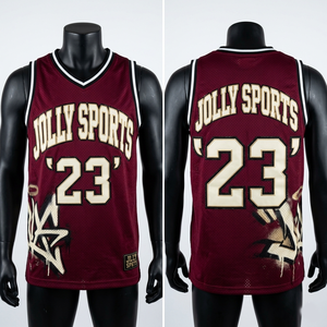 เสื้อบาสเก็ตบอลชาย 160GSM ผ้าตาข่ายโพลีเอสเตอร์พรีเมียม ดีไซน์แผงสีแดง พิมพ์ลายตามสั่ง เสื้อยืดผ้าฝ้าย 100% สำหรับผู้ชาย ทรงหลวม พิมพ์ลาย - Product Image 2