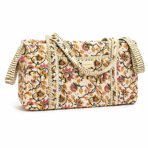 Bolsa de Viaje Acolchada de Algodón con Estampado Floral Paisley, Bolsa de Deporte de Gran Capacidad, Bolso de Mano Elegante para Fin de Semana - Product Image 2