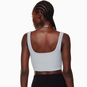 Women Knitted 100% Cotton Solid Color Halter Neck <b>Crop</b> Tank <b>Top</b> Casual Style Green Quick Dry Breathable - Product Image 5