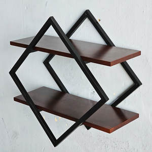 Modern Geometric Stainless Steel Wall <b>Shelf</b> Minimalist Industrial Floating Display Rack Living Room Home Decor Set - Product Image 4