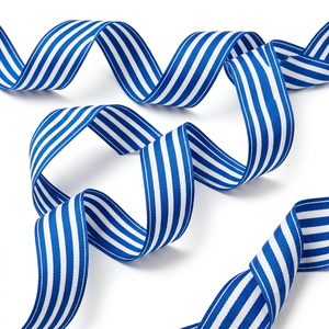38mm Blue White Striped Grosgrain Ribbon OEM Manufacturer Ready Stock for Medal Lanyards Gift <b>Boxes</b> Chair Sashes <b>Sewing</b> Craft - Product Image 2