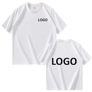 250G 100% Cotton Knitted Silk Screen Printed Front Anti-Wrinkle Breathable Eco-Friendly Formal <b>Turtleneck</b> Short Sleeve <b>Men</b> - Product Image 1