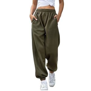 Streetstyle 100% Cotton Women's Breathable Casual Elastic Waist Fleece Pants Lightweight <b>Drawstring</b> Mid Waist Adults <b>Trousers</b> - Product Image 3