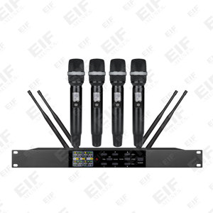 Micrófono inalámbrico profesional de 4 canales con ecualizador de retroalimentación integrado y función de eco, ideal para cantar, hablar, karaoke y escenario. - Product Image 3