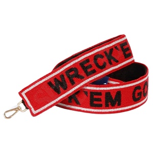Perfect Game Day Stadium Bags <b>Red</b> & Black Beaded Gameday Straps Fully Customized Size Wreck Em Handmade Belts Fashion Adjustable - Product Image 1