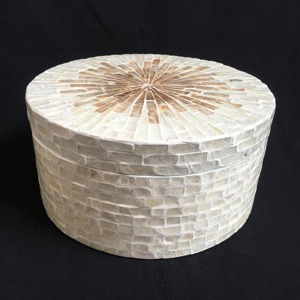Round Mother of Pearl Mosaic Jewelry Storage <b>Box</b> Handmade Shell Inlay <b>Trinket</b> Organizer Keepsake Gift <b>Box</b> Decorative Home Accent - Product Image 1