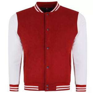 Veste universitaire en molleton de coton, col montant, style uniforme de baseball, avec logo brodé en chenille - Product Image 1