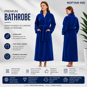 Peignoir en coton éponge blanc gaufré en gros avec logo brodé en grande quantité, fabricant de peignoirs personnalisés avec logo - Product Image 1