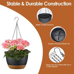 4 Pcs Minimalist Style 9.64 Inch Diameter Hanging Planters with Removable Self-Watering Tray Hanging Baskets & Accessories - Product Image 1