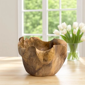 ชามไม้ทำมือขอบหยักสไตล์แกะสลัก สำหรับเสิร์ฟอาหารและเป็นของขวัญ - Product Image 6