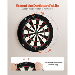 Self Healing Sisal Fibers Dartboard with 6 Darts Scoring Kit <b>Staple</b> Free Bullseye Rotating Number Ring - Product Image 4