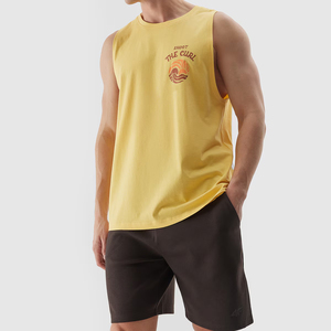 เสื้อกล้ามออกกำลังกายสีพื้นคุณภาพดี เสื้อกล้ามทรงร่อง คอเหลี่ยม สำหรับผู้ชาย เสื้อกล้ามฟิตเนสสำหรับผู้ชาย - Product Image 3