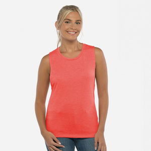 Women's White Knitted O-Neck Sleeveless Moisture-Wicking Tank <b>Top</b> with Front Logo Minimalist Solid Color Regular Length - Product Image 6