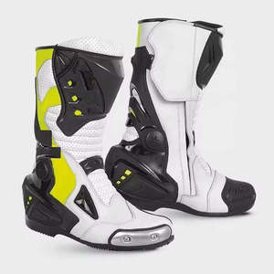 Leather Motorcycle Racing <b>Boots</b> For Men Durable Protective Riding Footwear Breathable Waterproof Windproof High Performance - Product Image 1