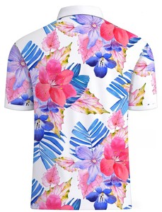 Men's Teal Floral Print for Shirt Short Sleeve Casual Breathable Jersey Knitted Digital Printed Cotton Design - Product Image 2