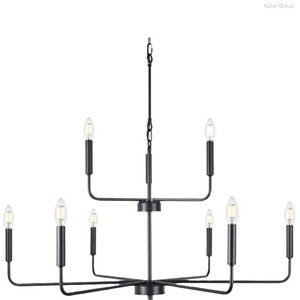 Industrial Style Candle Aisle Chandelier American Countryside Retro Iron Pendant Lamp Oval Living Room Restaurant Dining Table - Product Image 5