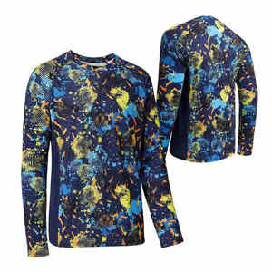 Camisa de Pesca de Manga Larga para Hombre, Impresión por Sublimación, Secado Rápido, UPF 50, Diseño Estampado Azul y Amarillo - Product Image 1