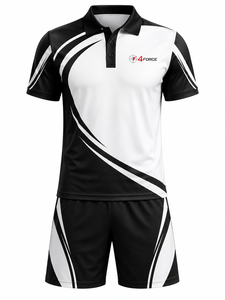 Ensemble de polos sportifs pour hommes 4FORCE, noir et blanc, couleur contrastée, séchage rapide, vêtements d'été avec logo sur le devant, polos et shorts pour hommes - Product Image 1