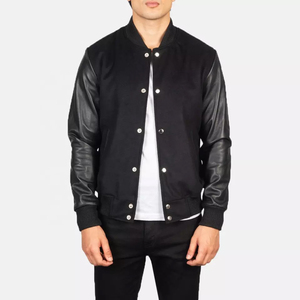 Blouson universitaire OEM pour homme de haute qualité, broderie chenille, personnalisé, style baseball, grandes tailles, manches en cuir, pour l'hiver - Product Image 1