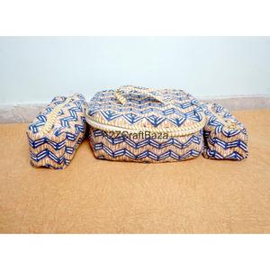 กระเป๋าซิปผ้าฝ้ายแท้ 100% ลายทาง ทำด้วยมือ สำหรับใช้ในชีวิตประจำวัน การเดินทาง และจัดเก็บเครื่องสำอาง - ชุด 3 ใบ - Product Image 1