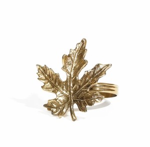 Juego de Anillos para Servilletas con Hojas Doradas |   Porta Servilletas con Diseño de Hoja de Arce |   Decoración para Mesa de Comedor - Product Image 1