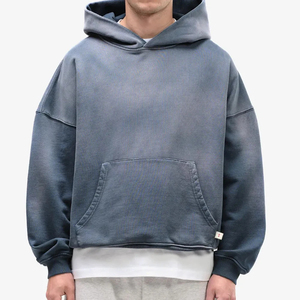 เสื้อฮู้ดดี้ทรงโอเวอร์ไซส์สไตล์วินเทจ ซักแบบวินเทจ มีกระเป๋าหน้า ไหล่ตก ปลายแขนเสื้อแบบริบ สวมใส่สบายสไตล์สตรีทแวร์  ออกแบบและสั่งทำได้ - Product Image 1