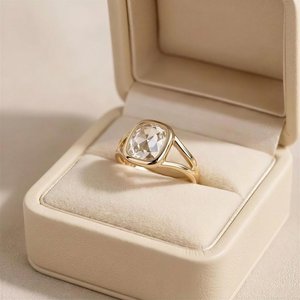 <b>Cushion</b> Rose Cut Lab Grown Diamond Engagement Bezel Set Platinum <b>Cushion</b> Split Band <b>Ring</b> Gift For Her Solitaire <b>Ring</b> - Product Image 2