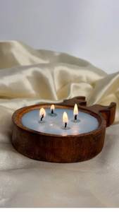Natural <b>Log</b> Wooden Base Candle Bowl For Home Wedding Event Gifting Top Rated Dough Bowl Candle For Tableware & Restaurants Cafes - Product Image 3