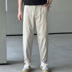 Pantalon de jogging décontracté pour homme, coupe ample, taille mi-haute, en polaire unie, séchage rapide, respirant, avec cordon de serrage, personnalisable avec logo, vente en gros - Product Image 4