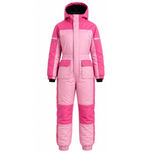 Combinaison de neige pour filles, couleur rose, à capuche, imperméable, longue, avec poches latérales, style décontracté - Product Image 2