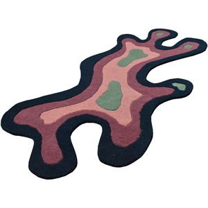 Alfombra Moderna de Lana Hecha a Mano con Diseño Abstracto, Silueta Fluida Inspirada en un Pulpo, Contorno Multinivel Tallado - Product Image 5