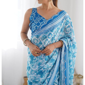 <b>Women</b> Georgette <b>Saree</b> with Soft Textured Fabric Beautiful Drape Lightweight Comfort and Modern Styling <b>for</b> Festive Fashion - Product Image 2