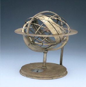 <b>Antique</b> brass armillary sphere globe tabletop accent with integrated base plate <b>compass</b>, available at wholesale prices. - Product Image 1
