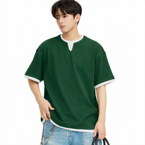 Camiseta de punto extragrande para hombre, estilo urbano |   Cuello en V de manga corta |   Transpirable y Ecológico |   Impresión Personalizada OEM al por Mayor - Product Image 4