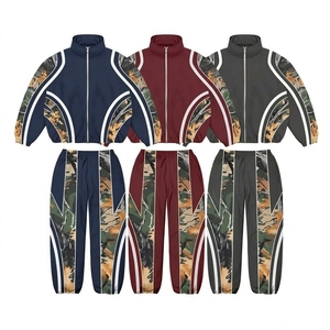 Ensemble de survêtement camouflage unisexe personnalisé à manches longues avec fermeture éclair et col montant, vêtements de sport décontractés d'automne, pantalon et veste en polyester à séchage rapide - Product Image 2