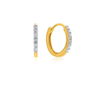 Pendientes de Aro Verticales Minimalistas con Incrustaciones de Diamantes de Imitación Chapados en Oro de Lujo para Mujer, Pendientes con Diamantes Cultivados en Laboratorio - Product Image 2