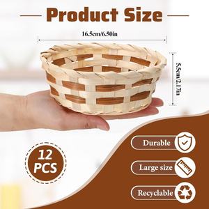 ตะกร้าใส่อาหารทรงกลมสานจากไม้ไผ่แบบเป็นมิตรกับสิ่งแวดล้อมสำหรับขายส่ง |   ถาดเสิร์ฟขนมปังและผลไม้ทอมือจากวัสดุธรรมชาติ - Product Image 2